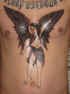 Child Angel Chest Tattoos Desaign