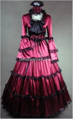 Honorable Red Lace and Bow Gothic Victorian Dress
