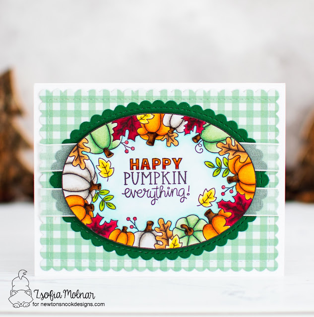 Pumpkin Everything Card by Zsofia Molnar | Autumn Oval Stamp Set, Autumn Paper Pad and Circle Frames Die Set by Newton's Nook Designs #newtonsnook