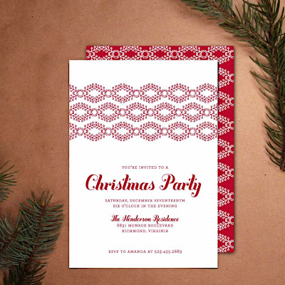 printable diy holiday party invitation red white cheerful modern unique