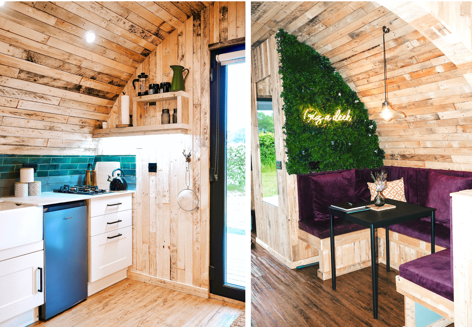 Kitchen Dining Area in Luxury Glamping Pod at Doxford Farm