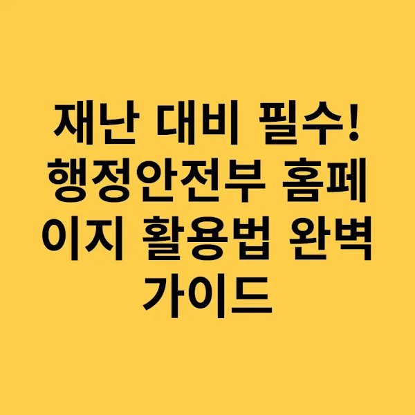 재난 대비 필수! 행정안전부 홈페이지 활용법 완벽 가이드