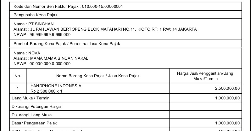 CORET ASAL ASALAN: PENGISIAN EFAKTUR