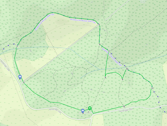 Map for Walk 21: Broxbourne Wood Short Loop