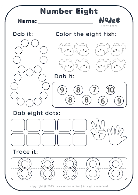 Math Activities Worksheets Number Eight