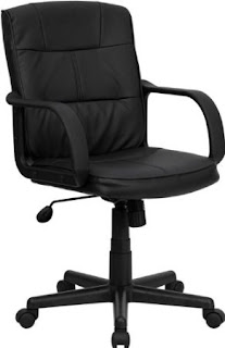 Flash Furniture Mid-Back Black Leather Office Chair with Nylon Arms