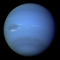 Voyager 2 Image of Neptune, emphasizing the 'Great Dark Spot'