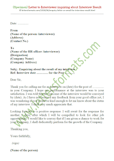 sample letter for inquiring about interview result