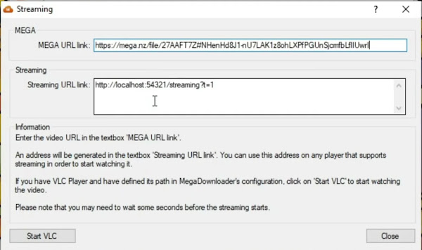 Paste the Mega URL of the file you want to download