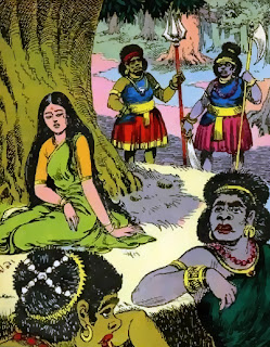 Seetha guarded by rakshasis in Ashoka garden