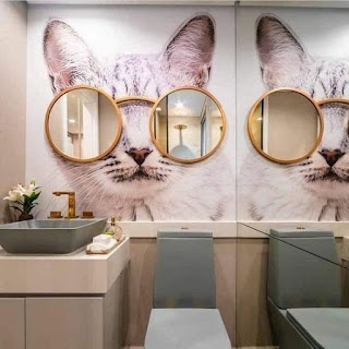 Espejos de baño decorados con gatos