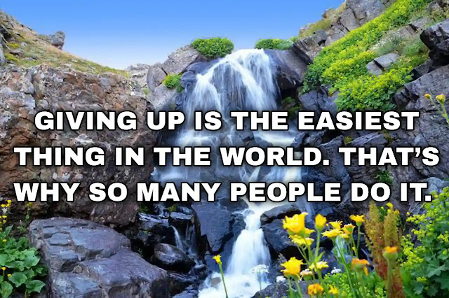 Giving up is the easiest thing in the world. That’s why so many people do it.