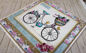 Floral birthday card using Flowering bike image by Woodware
