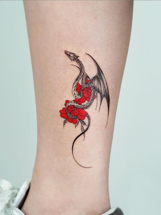 small-dragon-with-roses-tattoo