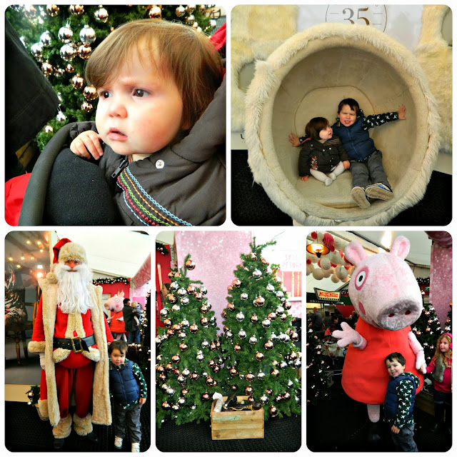 Fun rink-side at Selfridges Trafford Centre Ice Rink Father Christmas Santa Claus Peppa Pig Ugg Chair