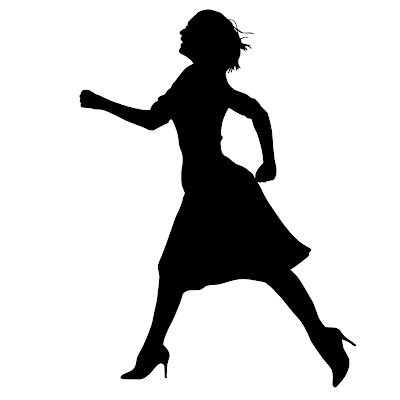 silhouette, woman, running, dress, businesswoman, fear, freedom, runaway, hurry up, going, missed, catch up, design, idea