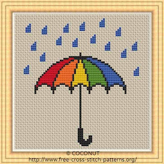 UMBRELLA , FREE AND EASY PRINTABLE CROSS STITCH PATTERN