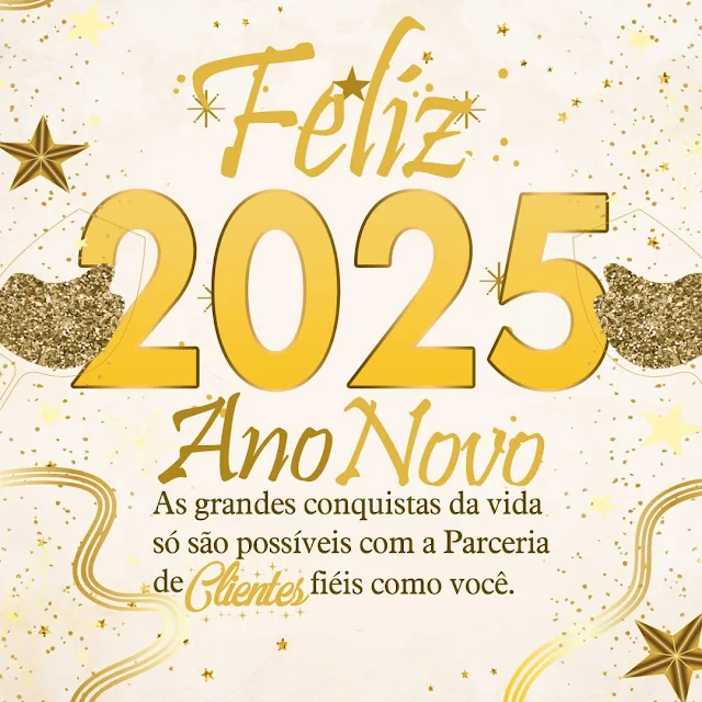 Cartão de Feliz Ano Novo 2025 para Cliente