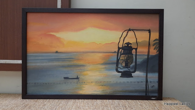 sunset oil painting for living room decor