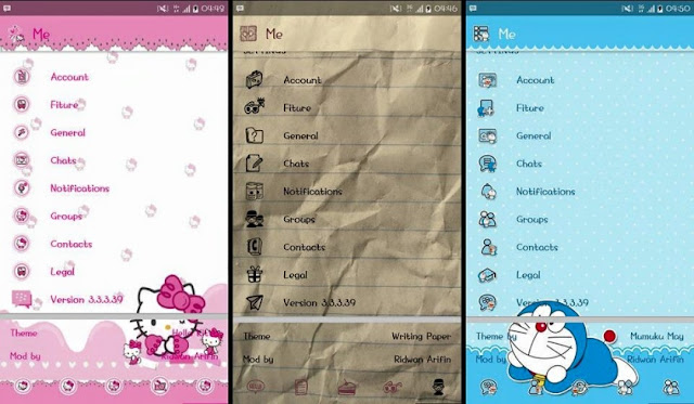  Dari sekian banyaknya tema blackberry messenger di android hanya ada  Tema BBM MOD Lucu Gratis v3.3.3.39 (Paper, Hello Kitty, Doraemon) 