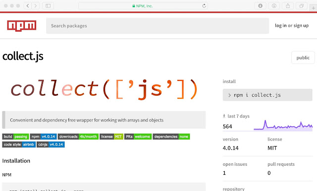 Simplify working with arrays and objects with collect.js in JavaScript by providing many methods