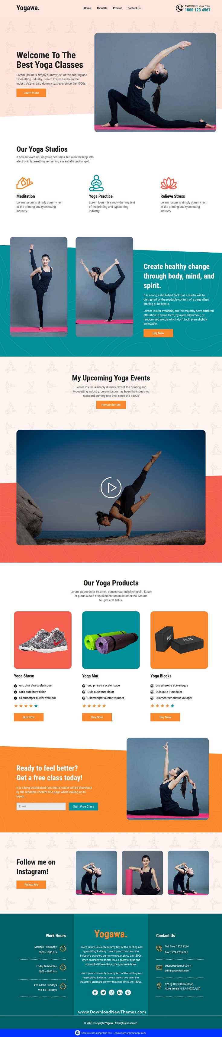Yoga Unbounce Landing Page Template