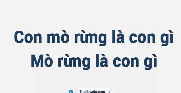 Con mò rừng là con gì? Mò rừng là con gì