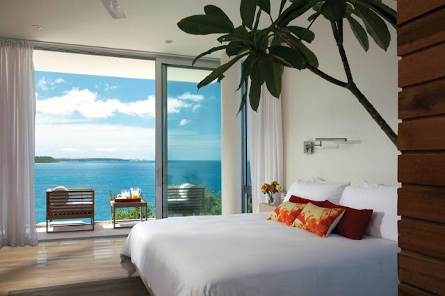 Modern bed with the ocean view