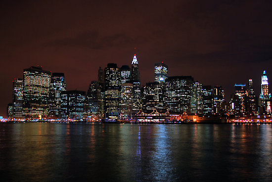 new york skyline night. new york skyline night.