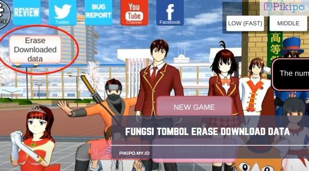 Fungsi Tombol Erase Download Data di Sakura School Simulator
