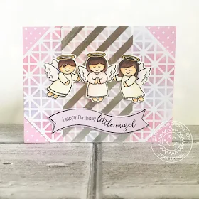 Sunny Studio Stamps: Little Angels Pink and Silver Happy Birthday Card by Lexa Levana