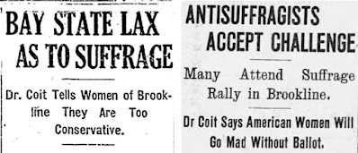 Headlines about suffrage meeting