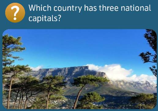 Which country has three national capitals?