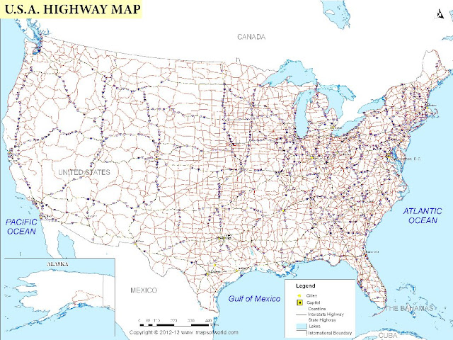 United States Map With Major Highways 
