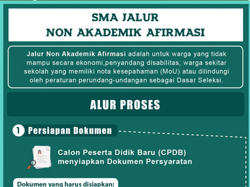 Prosedur dan Jadwal PPDB Jawa Barat 2017 Jenjang SMA Jalur Non Akademik Afirmasi