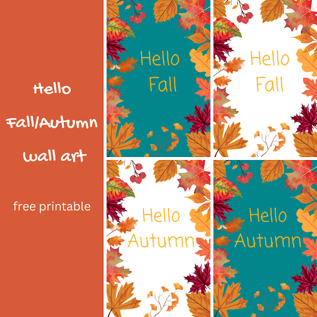 Hello Fall/Autumn wall art - free printable