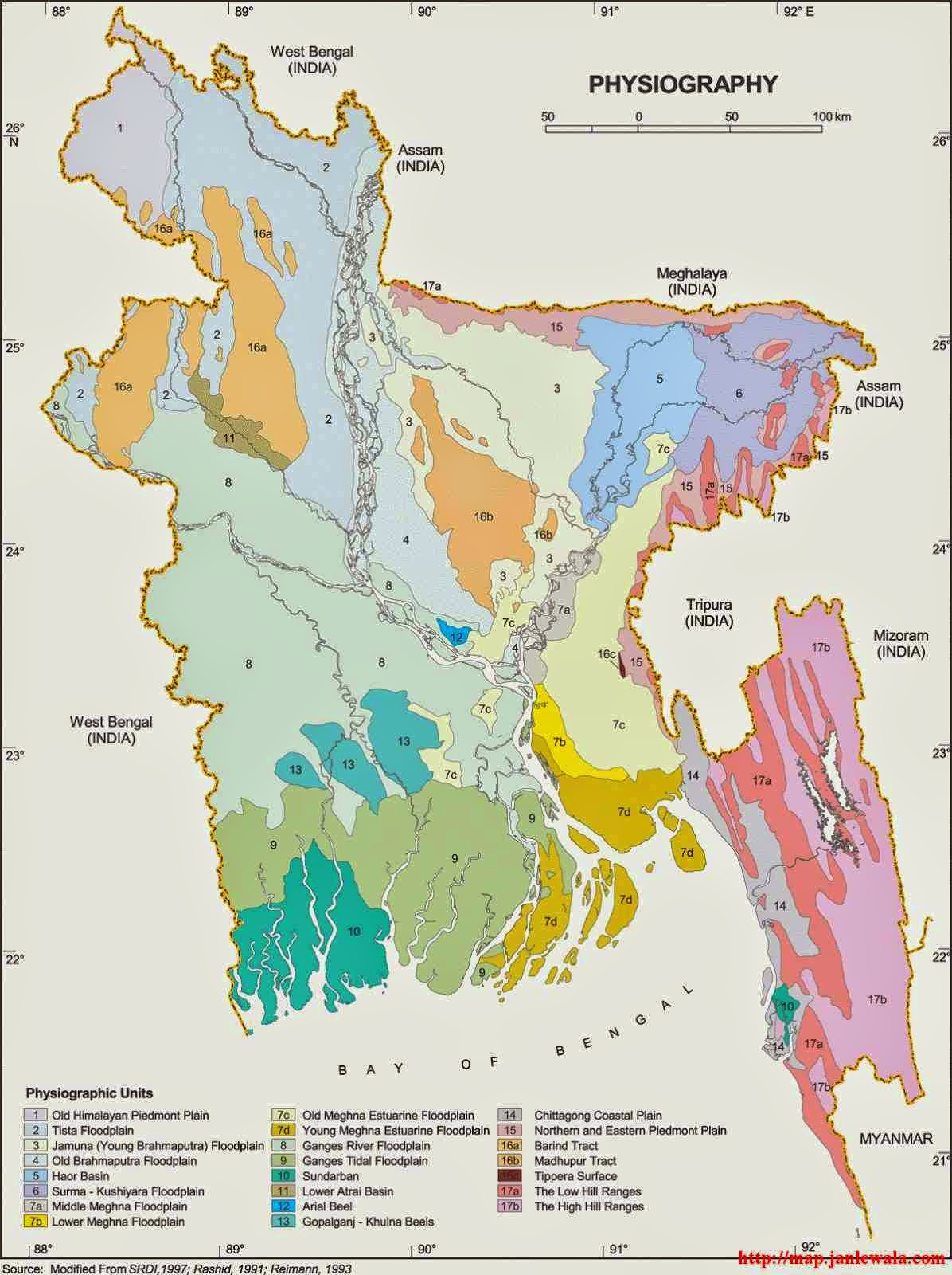 physiography map of bangladesh