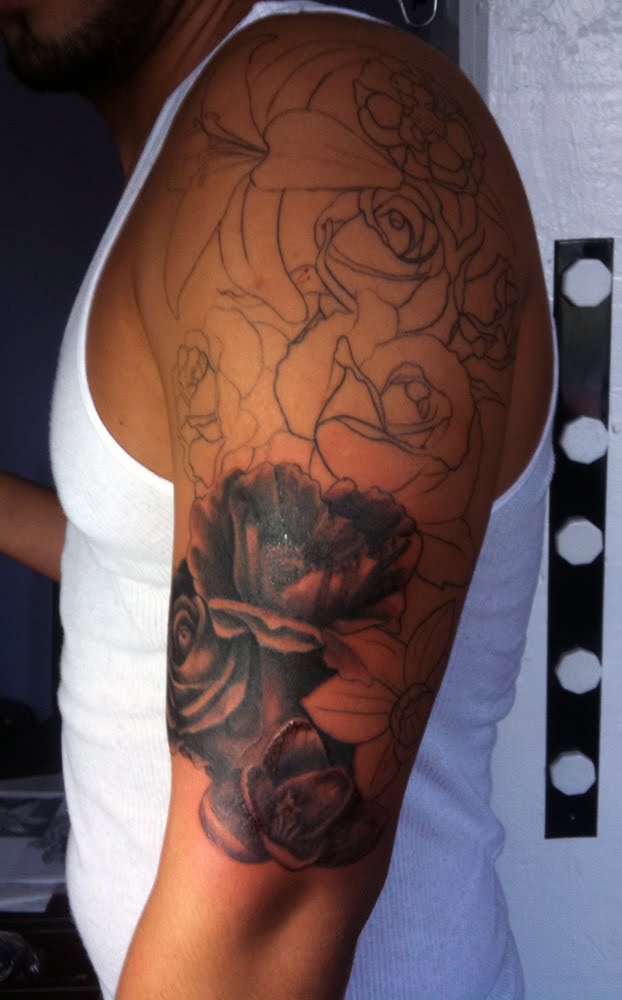 Black grey floral sleeve second session