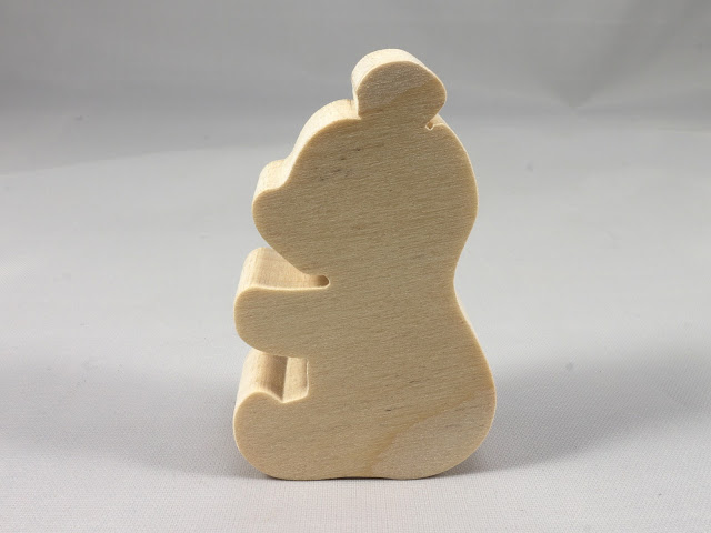 Wood Toy Teddy Bear Blank Cutout, Handmade, Unfinished, Unpainted, Paintable and Ready to Paint