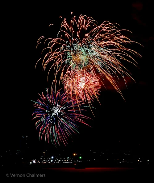 Fireworks Cape Town over Milnerton Lagoon / Woodbridge Island / Table Bay