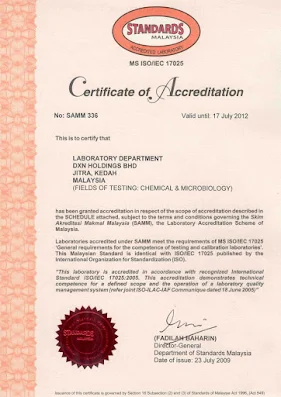 MS ISO / IEC 17025 Certificado de acreditación
