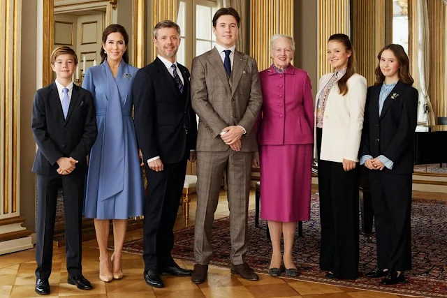 Crown Prince Frederik, Crown Princess Mary, Prince Christian, Princess Isabella, Prince Vincent and Princess Josephine