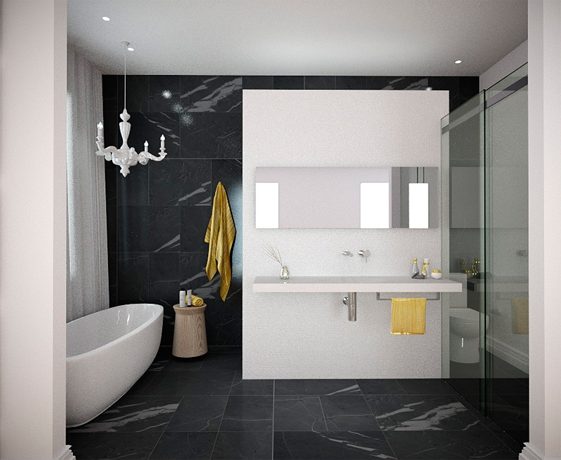 Baño en blanco y negro - Estudio Minosa Design