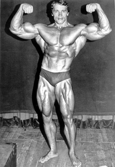 Arnold Schwarzenegger posing bodybuilding calisthenics