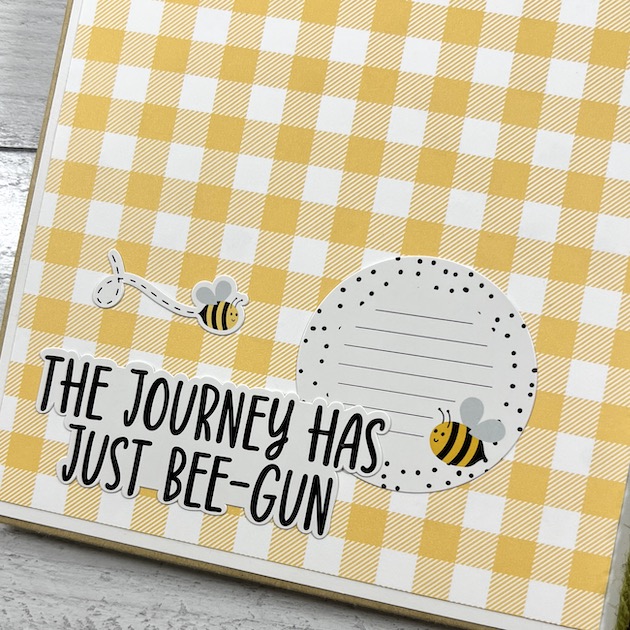 Bee and Flower Scrapbook Album with yellow gingham paper