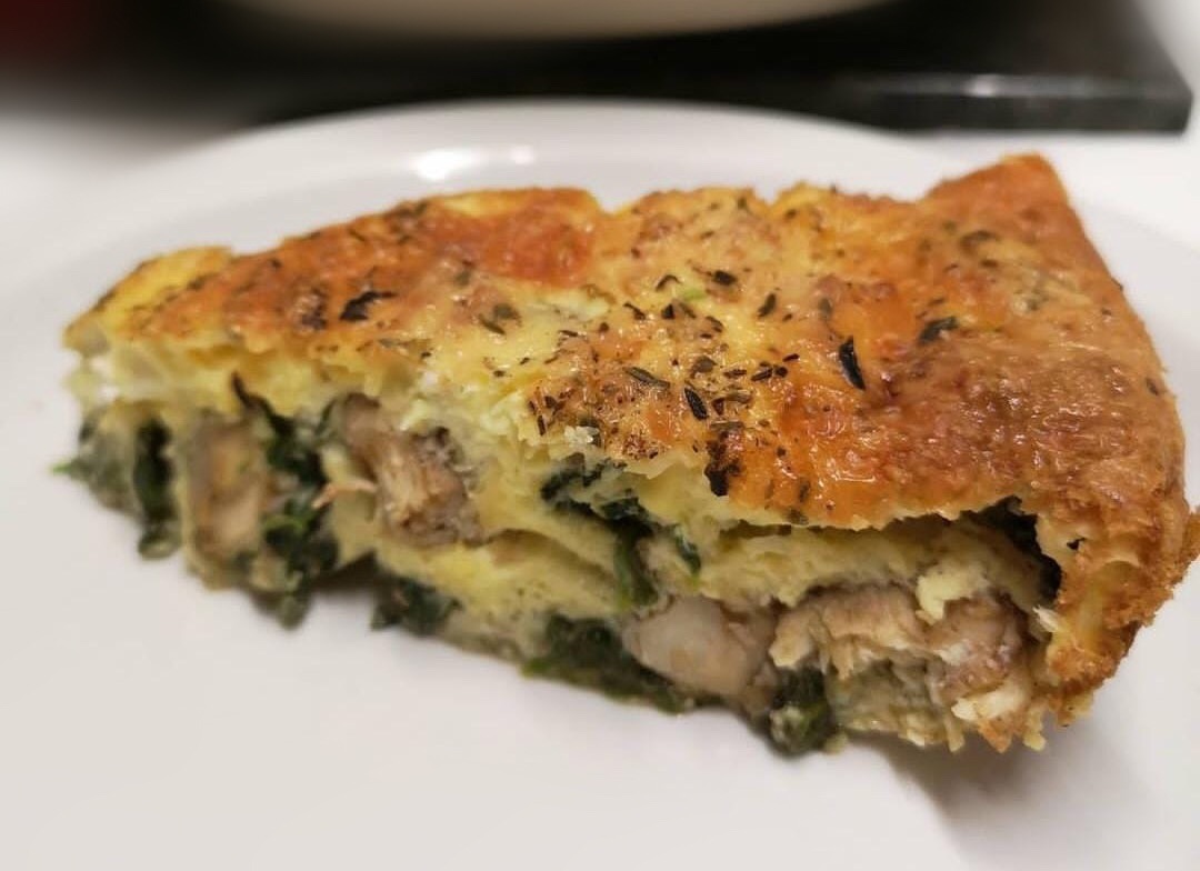 Chicken Mushroom and Spinach Crustless Quiche