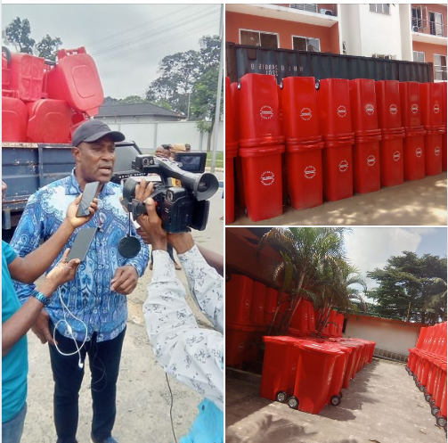 To stop indiscriminate dumping of waste Taskforce chairman on sanitation and his team commence distribution of waste bins to Port Harcourt residence 