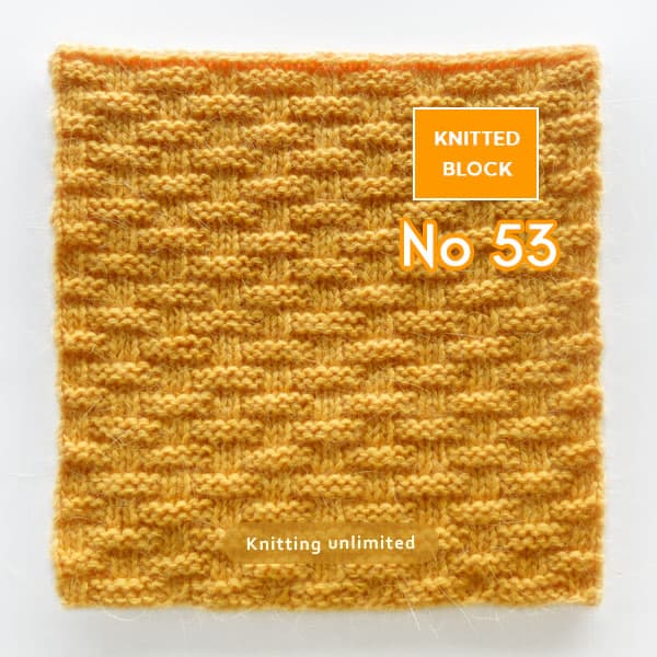 Knitted square no 53. This pattern is designed with simplicity in mind, making it easy to follow even if you're new to knitting. Basic knit and purl stitches