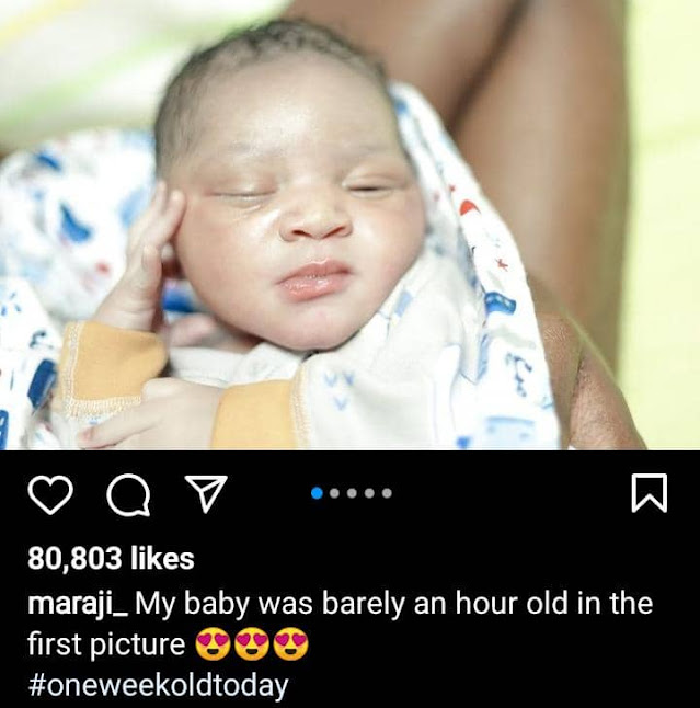 Comedienne Maraji shows off her new-born son as she he turns 1 week old (Photos)