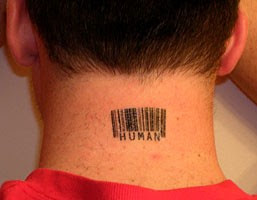 The barcode Symbols neck men tattoo